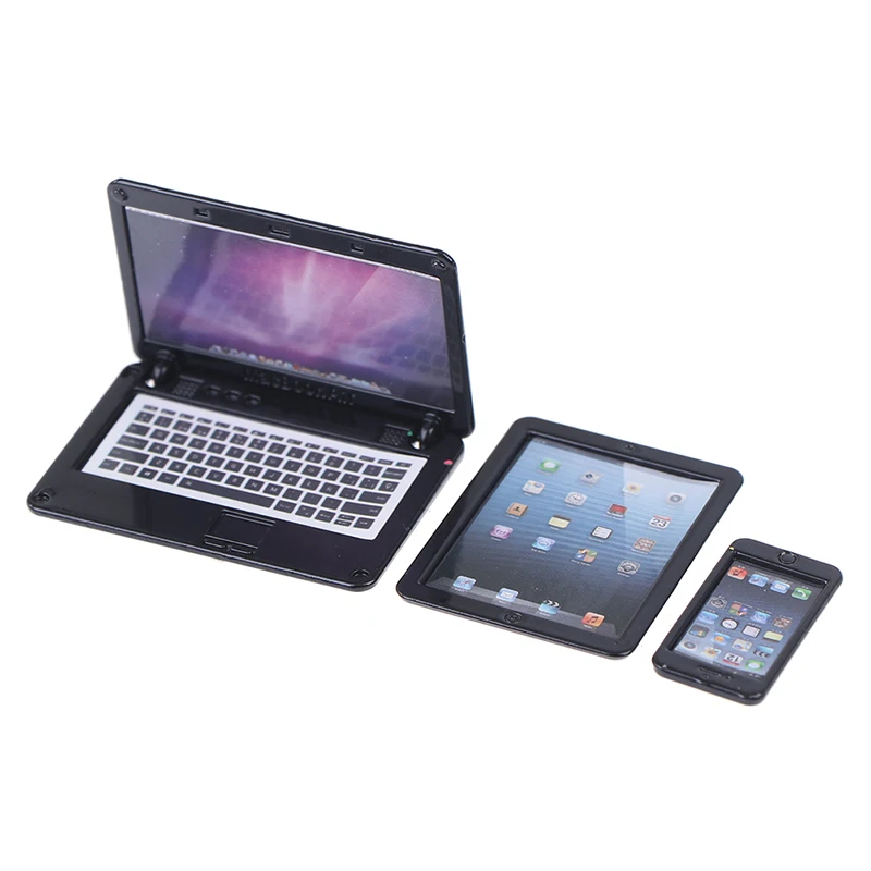 【M】3Pcs/set 1/6 Scale Dollhouse Miniature Mobile Phone Tablet Computer For Dolls