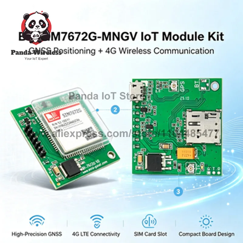 SIMCom BK-SIM7672G LTE Cat 1 Bis 4G Development Board with Global Bands Optional GPS GNSS Nano/Push-Push SIM Slot USB UART