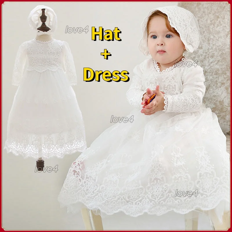 

Christening Dress for Baby Girl Flower Girls Wedding White Dress Baby Girls Party 1Year Birthday Dress Baptismal Photograph Gown