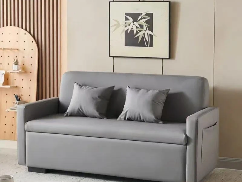 Cream Style Cat Scratching Sofa Stool with Storage Straight Row Design Light Luxury Furniture for Small Apartments and Rental