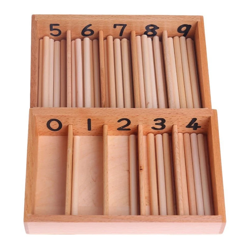 Wooden Spindle Box 45 Spindles Mathematics Counting Educational Toy Help Understand the Concepts of Basic Math Arithmetic