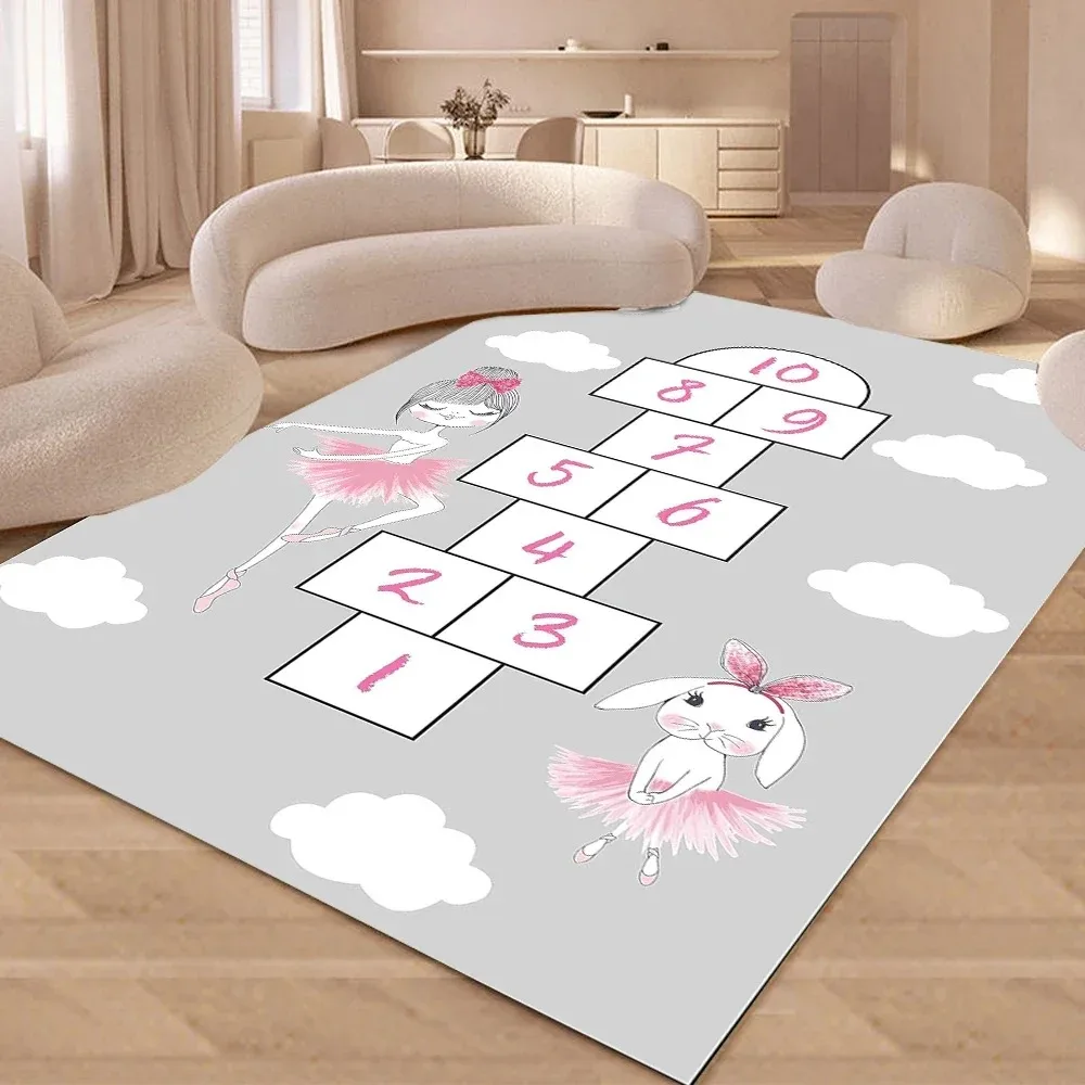 Hopscotch Rainbow Number Child Carpet Game Room Living Room Sofa Bedroom Study Kitchen Rug Non-slip Kid Cartoon Home Decor Mat
