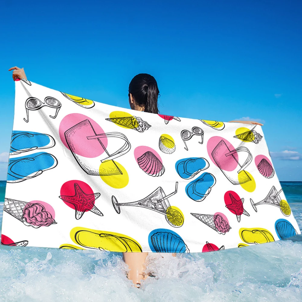 Fish Scales Print Beach Towel Stylish Stripes Cute Butterfly Fun Towel Perfect for Sunny Days! Suitable for towels,bath towels