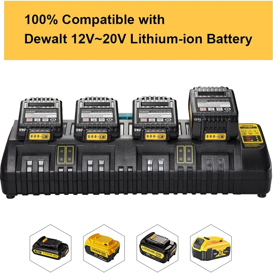 AAA+ Battery Charger For Dewalt 12-20V Lithium-ion Battery DCB206 DCB205 DCB204 DCB203 DCB201 DCB120,Replacement DCB102 DCB104