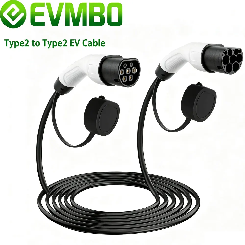 EVMBO EV Charger Type 2 to Type2 16A 32A 11KW IEC 62196-2 Electric Car Charging Cord for Electric Vehicles Car Cable