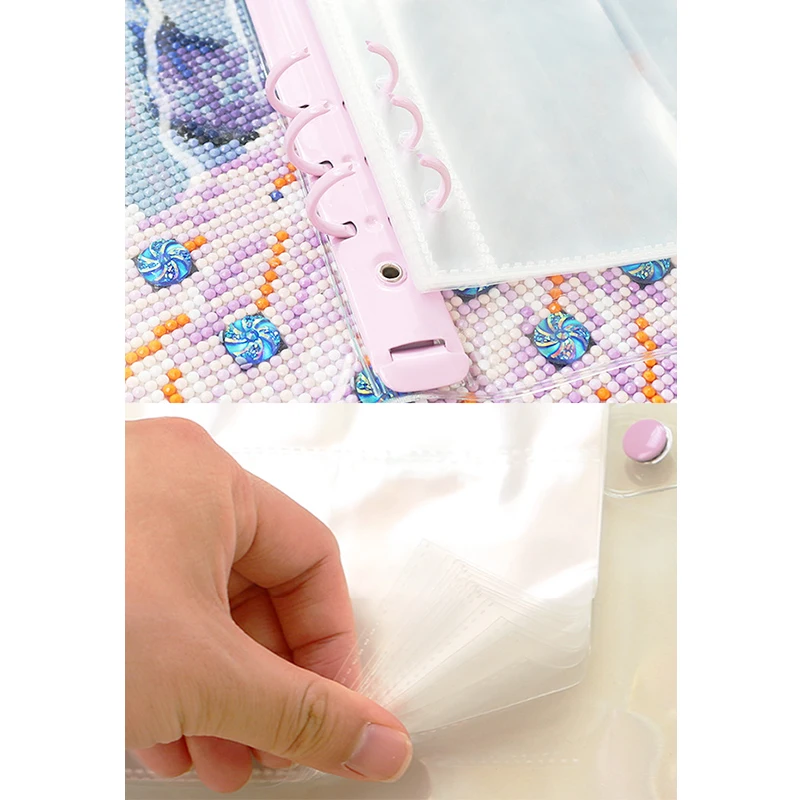 HOMFUN 113pcs Diamond Painting Storage Book Purple/Green/White/Pink/Yellow/Blue Metal Frame Big Opening Convenient Bag Tool Set