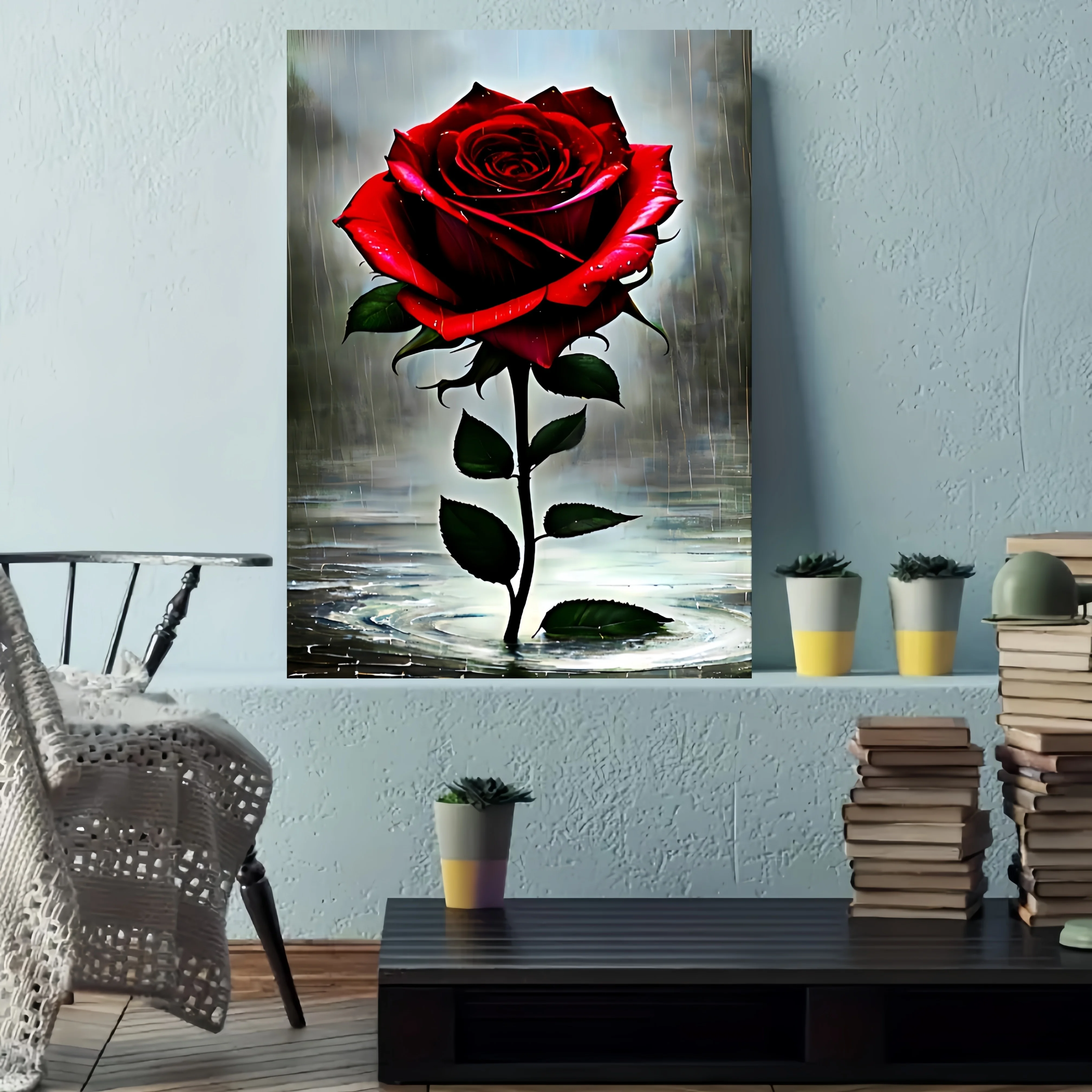 雨の中の赤いバラ ジグソーパズル 大人向け ロマンチックなテーマ 知的ゲーム ホームレジャー 芸術的装飾 パズルおもちゃ