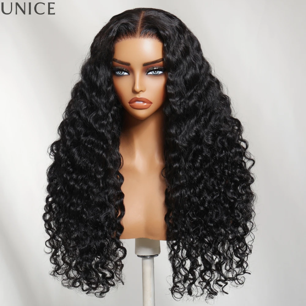 UNice 7x5 Bye-Bye Slip™ Lace Natural Black Loose Deep Wave Wig Pre Cut Pre Bleached Glueless Drawstring Wig