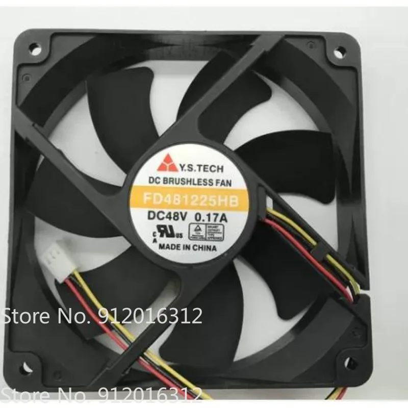 Original New Fan for Y.S.TECH 12025 FD481225HB 48V 0.17A 12CM 3-wire Cooling Fan 120 * 120 * 25MM