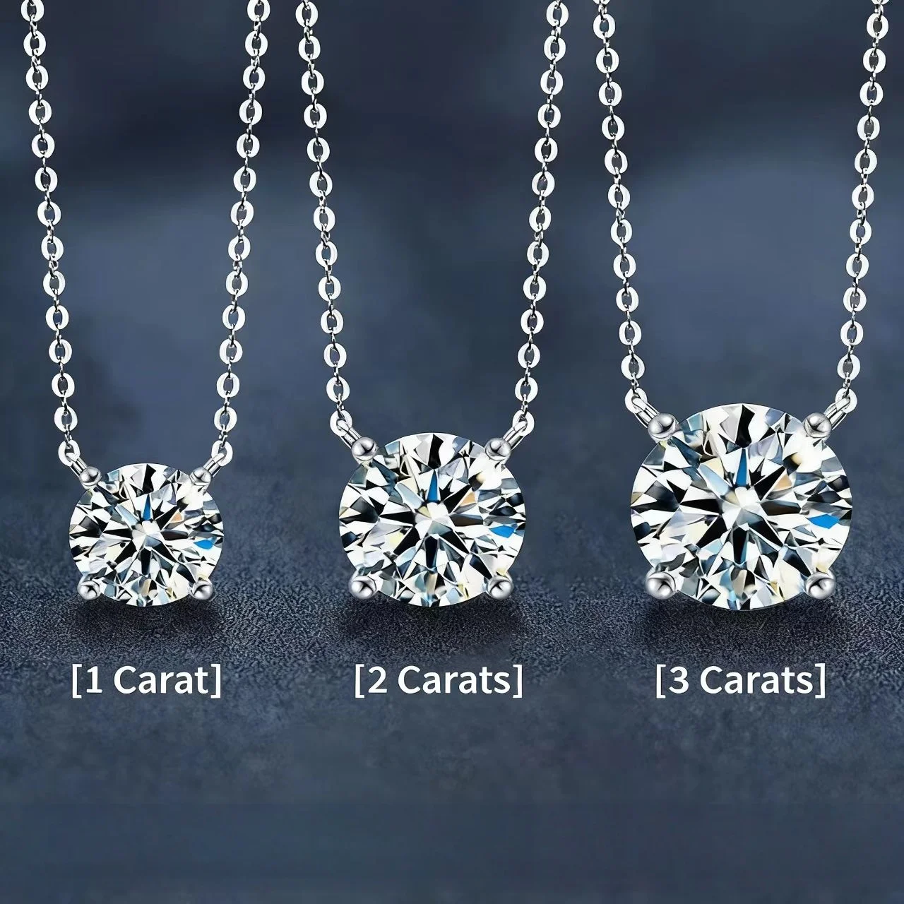 Damen 925 Sterling Silber Diamant-Anhänger Halskette - 1/2/3 Karat Funkelnde Collier-Kette Hochzeitsschmuck – Detail 12