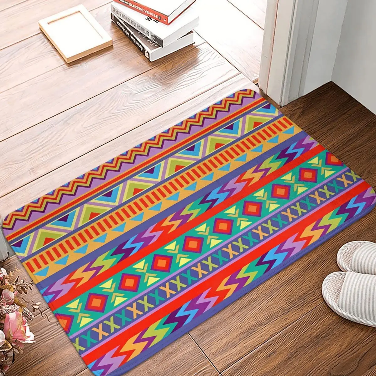 Bohemian Bath Mat Mexican Bathroom Accessories for Shower Home Entrance Absorbent Protective Foot Mat Anti Slip Toilet Pad