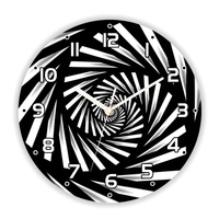 Modern Black and White Optical Illusion Spiral Pattern Wall Clock for Living Room Op Art Wall Watch Kitchen Home Decor 14 inch