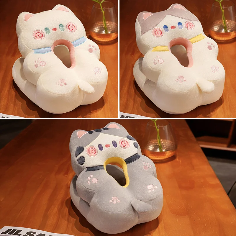 

Cartoon Cat Plush Nap Pillow Toy Cute Stuffed Animals Plushies Toys Kawaii Soft Sleeping Pillow Cushion for Office Nap HomeDecor