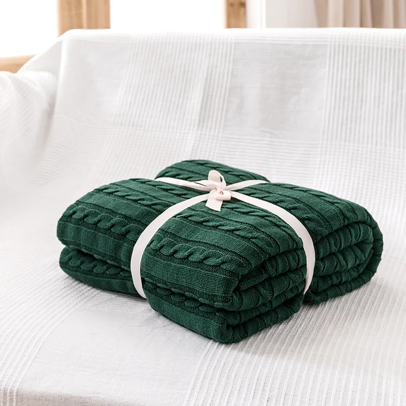 

Nordic Cotton Knitted Throw Blanket for Bed Soft&Cozy Sofa Blanket Solid Knit Throws Home Decor Blanket Drop Shipping 180*200cm