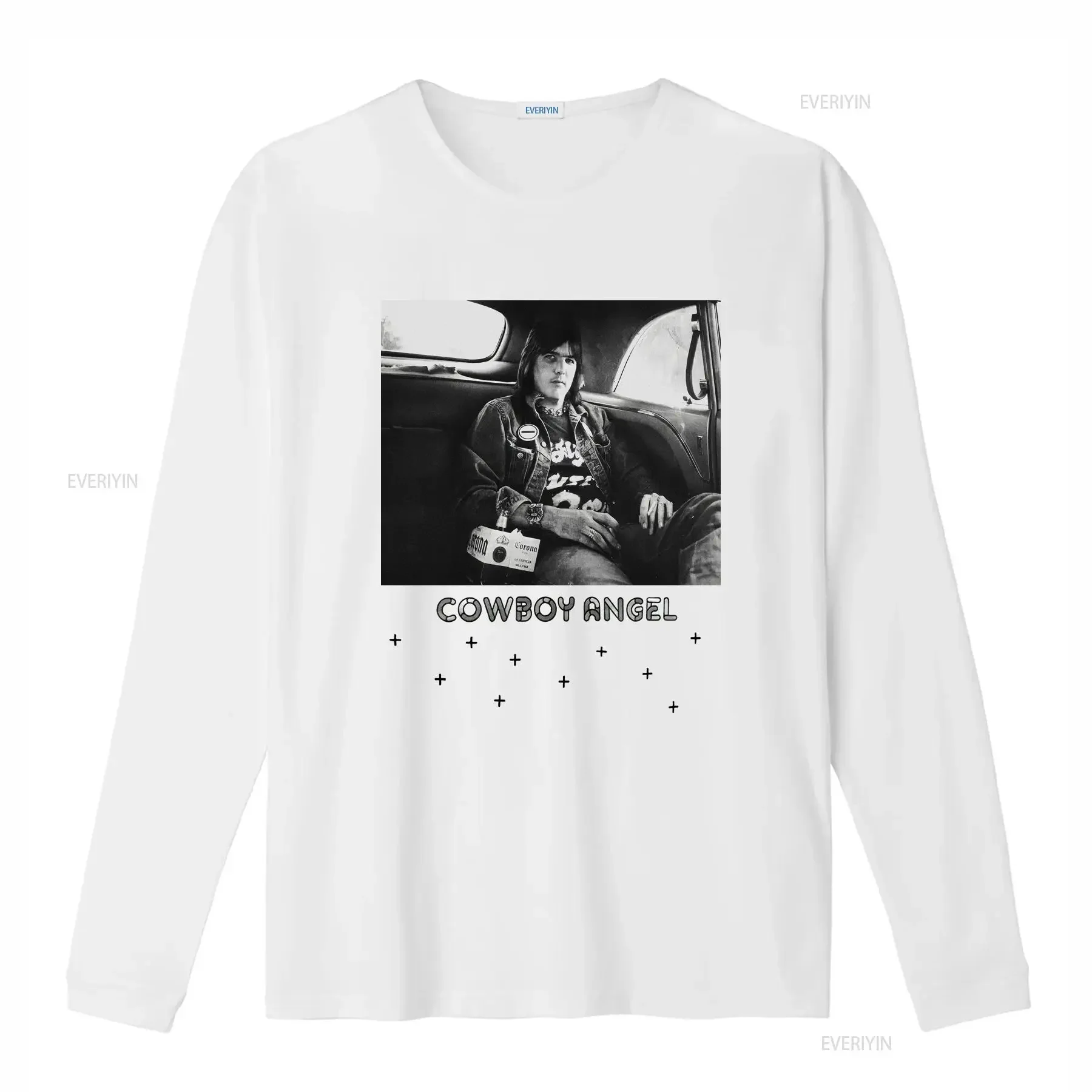 Gram Parsons White T Shirt Cotton Full Size S 5XL vintage Washed Comfortable homme fashion designer clothes Soft Slightly