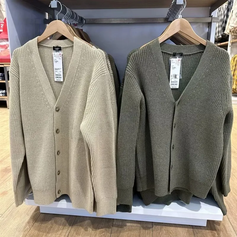 

Повседневный вязаный кардиган с V-образным вырезом, весенне-осенний, парный, мягкий, дышащий, модный, в городском стиле, женский топ