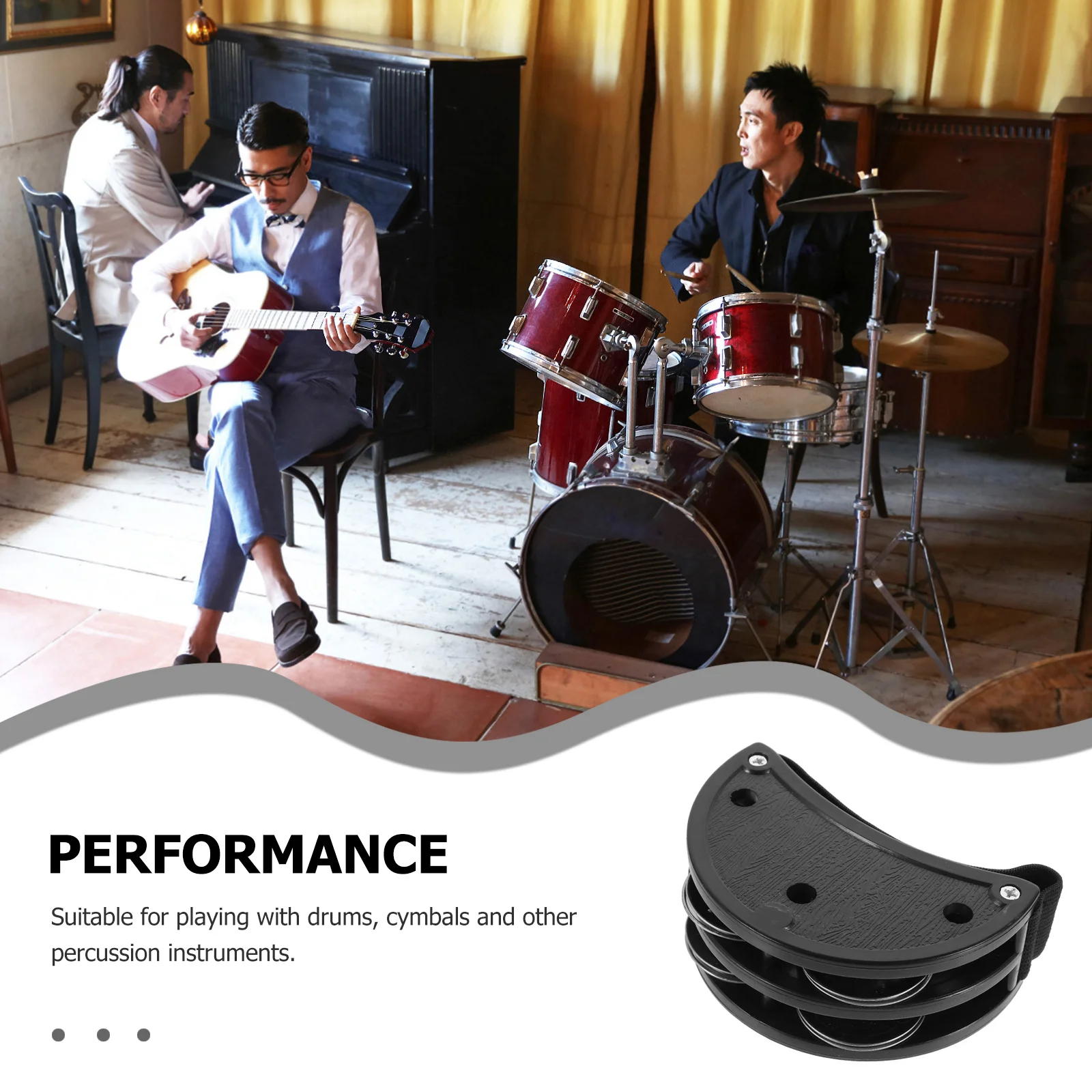 

2Pcs Foot Tambourine Percussion Bell Plastic Metal Foot Shakers for Drums Cymbals Musical Instruments for Adults Church