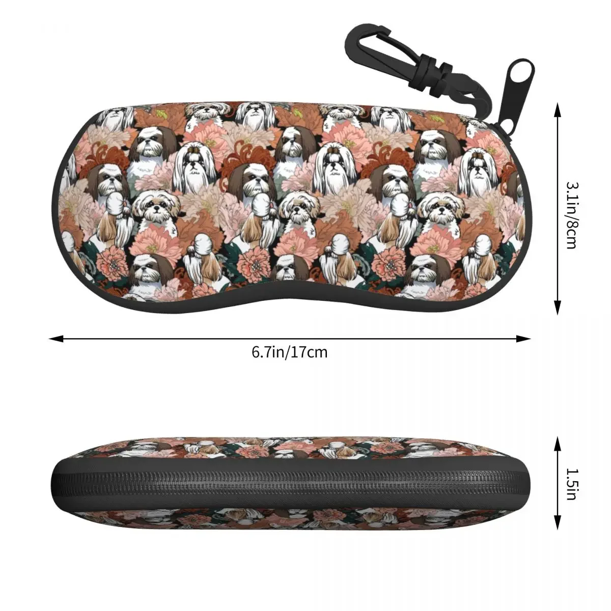 Shih Tzu Dog Flowers Pattern Shell Eyeglasses Protector Cases Fashion Sunglass Case Pet Animal Glasses Pouch