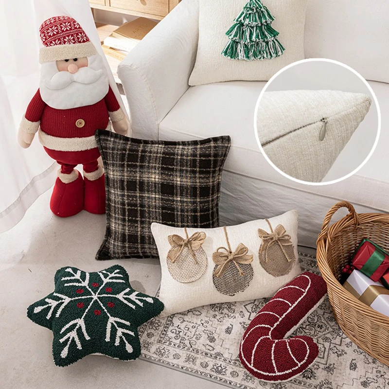 

Christmas Snowflake Embroidery Throw Pillow Cover 30x50 45x45CM Sofa Cushion Case Waist Support Cover for Home Hotel Decor Gift