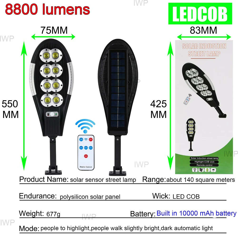 Newest 8800 Lumens Super Solar Led Light Outdoor Solar Lamp with Motion Sensor Waterproof Solar Garden Light Street Yard Lantern