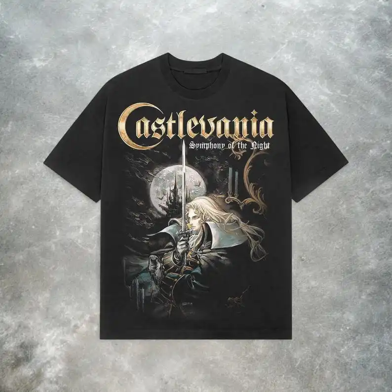 Castlevania Symphony of The Night T-shirt Retro Gothic Y2K Cotton Men Women Streetwear Hip Hop Tee Shirt Female Male Clothing