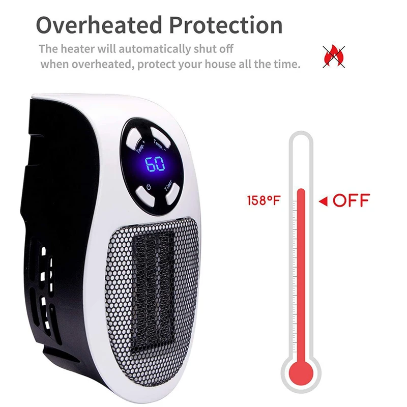 Portable Heater Electric Heater Plug in Wall Room Heater Home Appliance Heating Stove Mini Radiator Remote Hand Warmer Machine