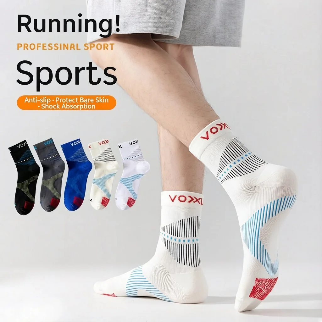 WRELS 1/2/3 Pairs Running Socks Moisture Wicking Breathable Athletic Socks Cushioned Low Cut Compression Socks Outdoor Sports