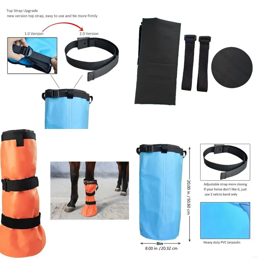  Practical PVC Hoofs Soaking Boot with Elastic Band Adjustable Horse Soaker Bag For Cleaning And Maintaining Horse Feet