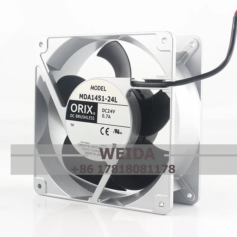 Case fan ORIX 12V 48V DC 24V 0.7A AC EC Frequency Converter High Airflow Aluminum Frame Three-wire MDA1451-24L Cooling Fan