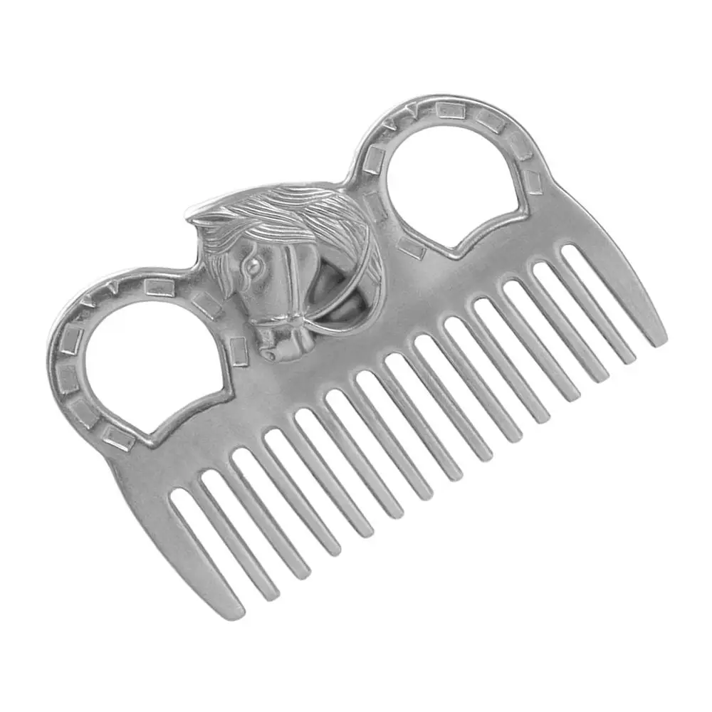 Pettine per toelettatura per cavalli durevole per cavalli/ponine Pettine per cavallo in metallo portatile leggero Argento robusto pettine per curry Scrubber Strumento per toelettatura