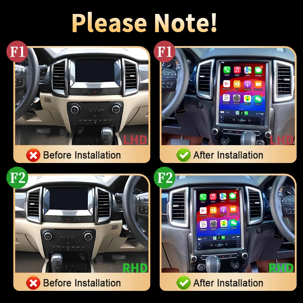 12.1 inch Android 14 For Ford Ranger Everest 2016-2021 Car Radio Wireless Bluetooth CarPlay Multimedia Head Unit Touch Screen