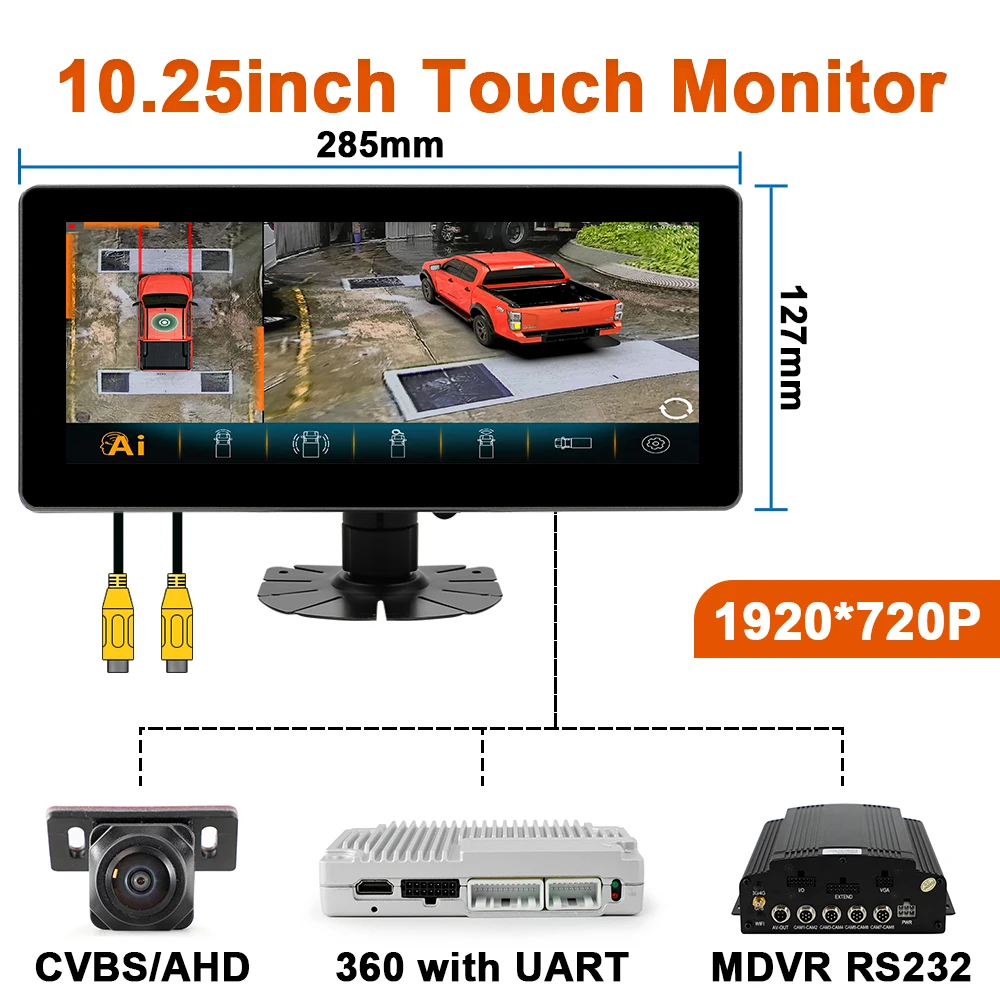 Carsanbo 6CH 1080P 3D Bird View Cameras Car 360° Surround Panoramic System DVR GPS Speed Trigger Buzzer 10.25
