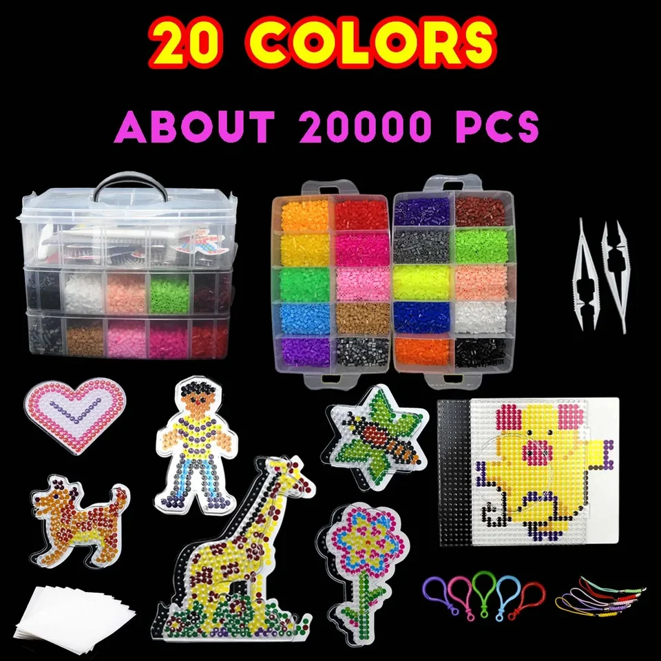 Set De Cuentas Para Planchar De Navidad – 2000 Piezas De 5 Mm, 13 Plantillas, Tableros Y Pinzas, Regalo Creativo Para Niños +6 Años