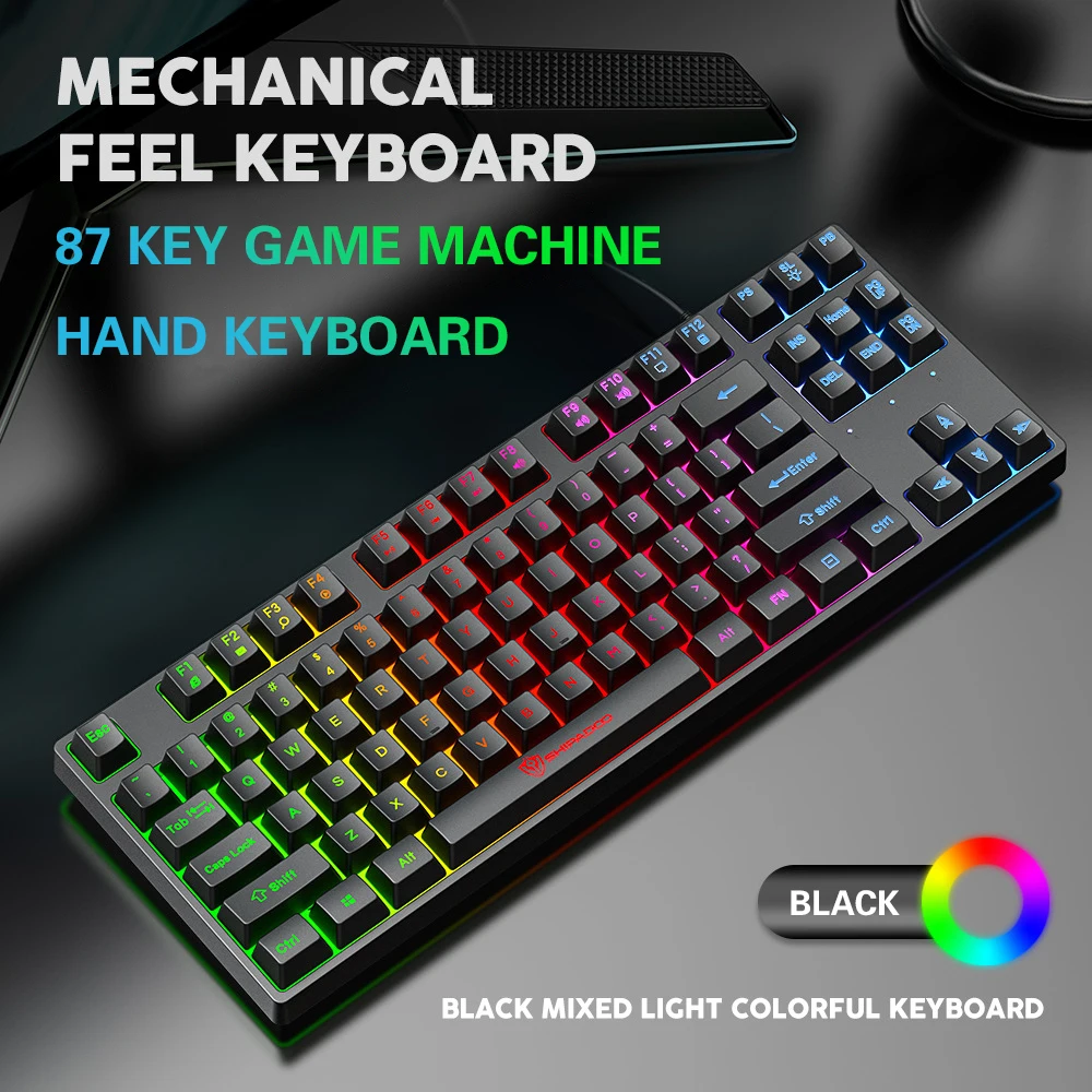 

K87 Mixed-Light Character Keyboard Game Office Mechanical Keyboard Usb Interface Wired Keyboard Full Set of Multimedia Keys