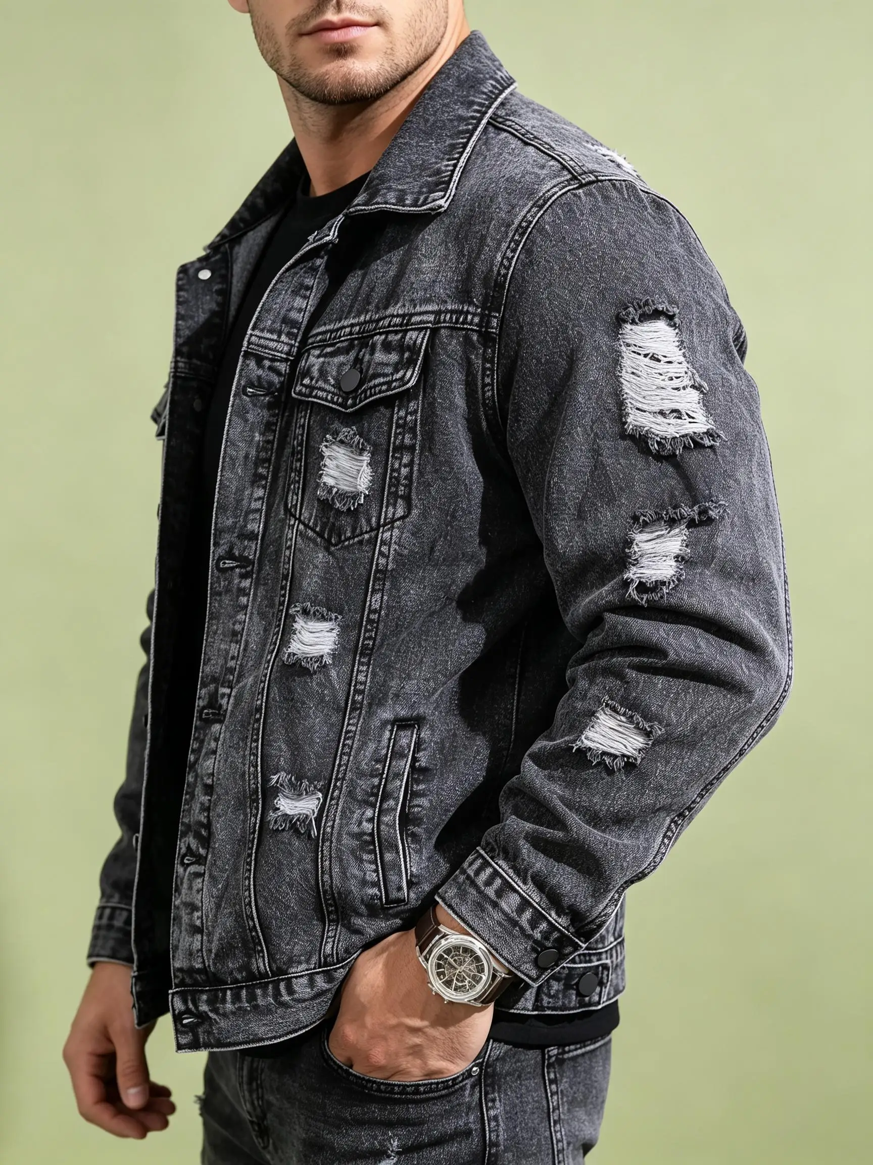 Y2K Graffiti Print Denim Jacket For Men, Hip Hop American Streetwear, Romantic Gift For Lover