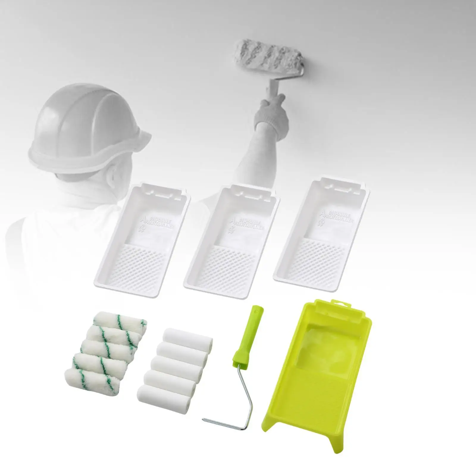 Paint Roller with Frame, Tray, Liners High Density Foam Roller Ceiling Driveway Smooth Rolling Home Deck Small Roller Naps view 6