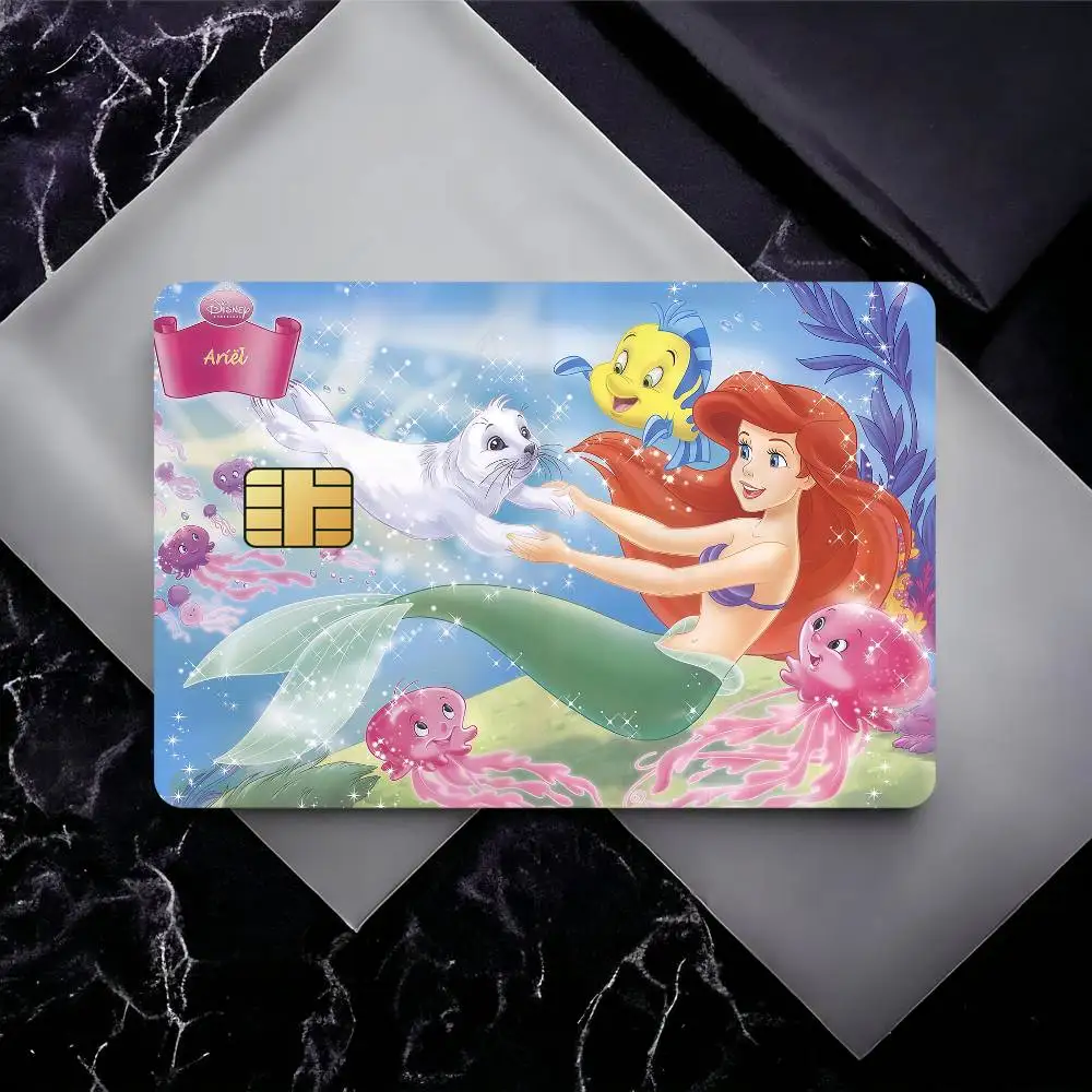 لطيف الكرتون حورية البحر ارييل ملصق فيلم الجلد غطاء بطاقة الائتمان ملصقات 4 قطعة الخصم الجبهة الديكور البنك حافلة تمرير مقاوم للماء