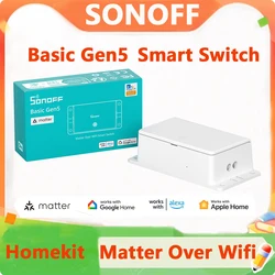 SONOFF Basic Gen5 Matter Over WiFi Smart Switch BASIC-1GS Smart Home Remote Control Timer DIY Switch Work with Alexa Homekit