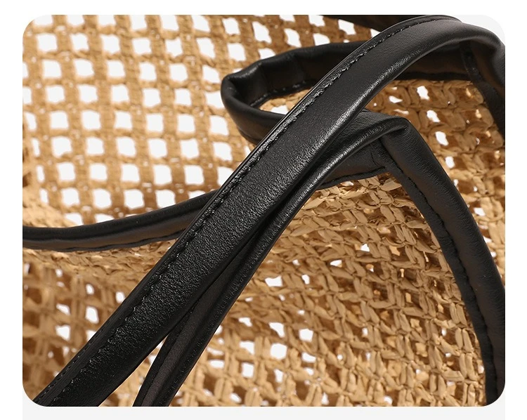 Women Raffia Straw Woven Beach Vacation Tote Bag New Casual Large Capacity Hollow Out Shoulder Underarm Bag Fashion Handbag