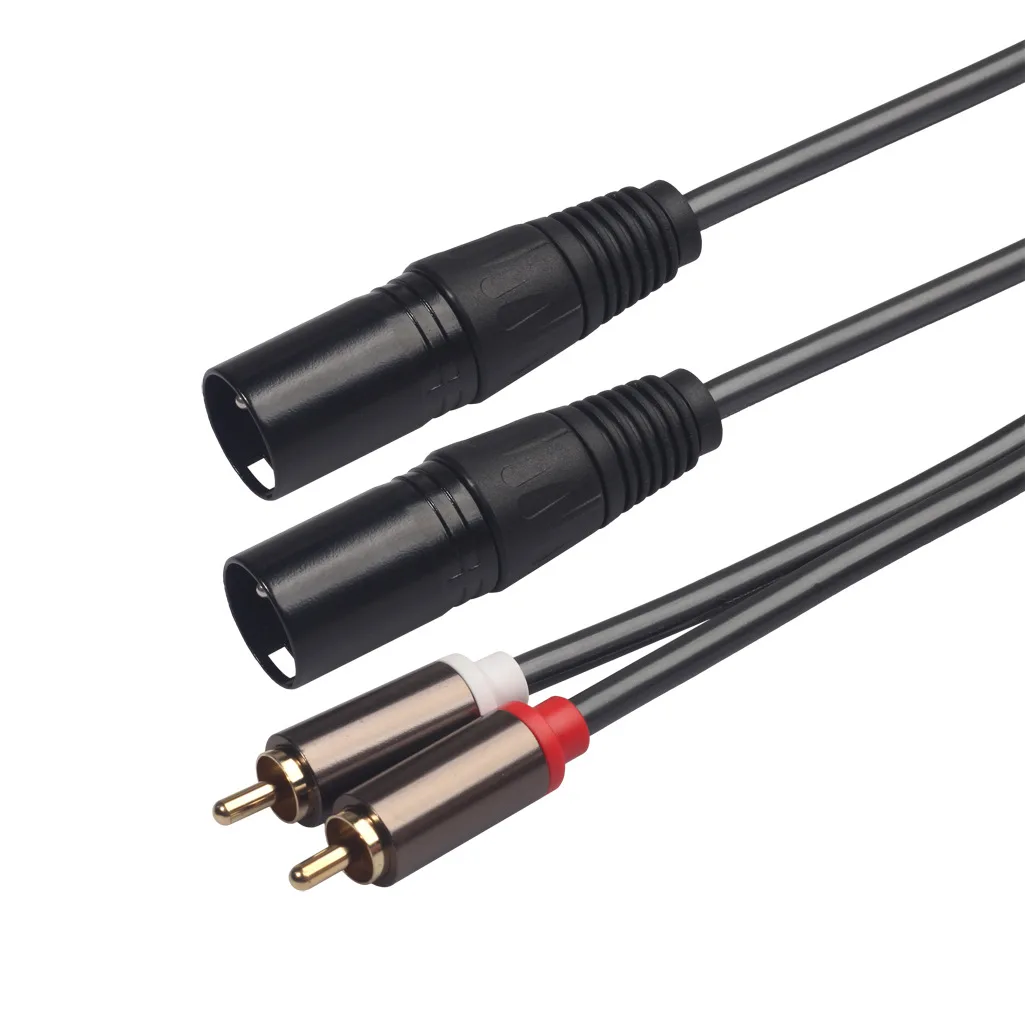 1.5m 4.9ft 5mm Dual XLR przejście ze złącza męskiego na podwójne złącze męskie RCA sygnału Audio kabel Patch kabel Audio