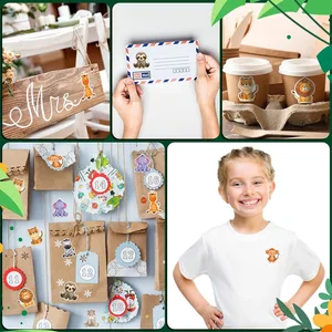 Sticker dekorasyon Kırtasiye Sticker, Tilki, Tavşan, Aslan, Kaplan, hediye Kutusu, 500 Adet, 1 Rulo, 2.5 cm, 1 5 en çok satan, fox için etiket-no. 3