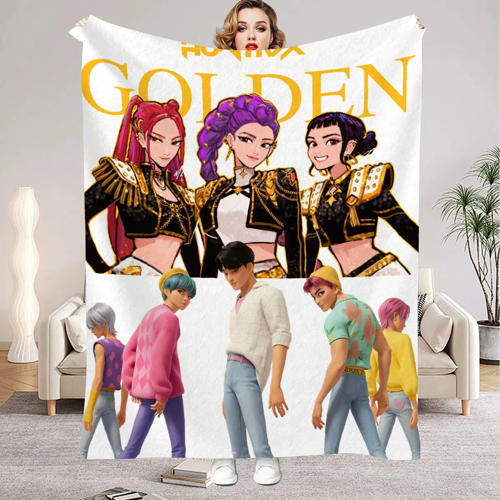 بطانيات kpop شيطان الصيادين هانتريكس جودة لينة دافئة رمي بطانية الشتاء الاطفال الأريكة السرير رقيق المفرش #3