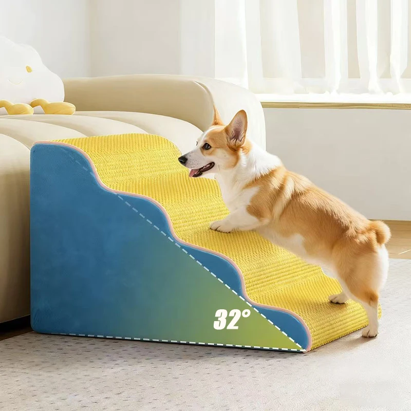 

Pet 3/4 Dog Ramp Staircase Detachable and Washable Memory Sponge Training Pet Ramp Staircase Pet Anti Slip Supplies