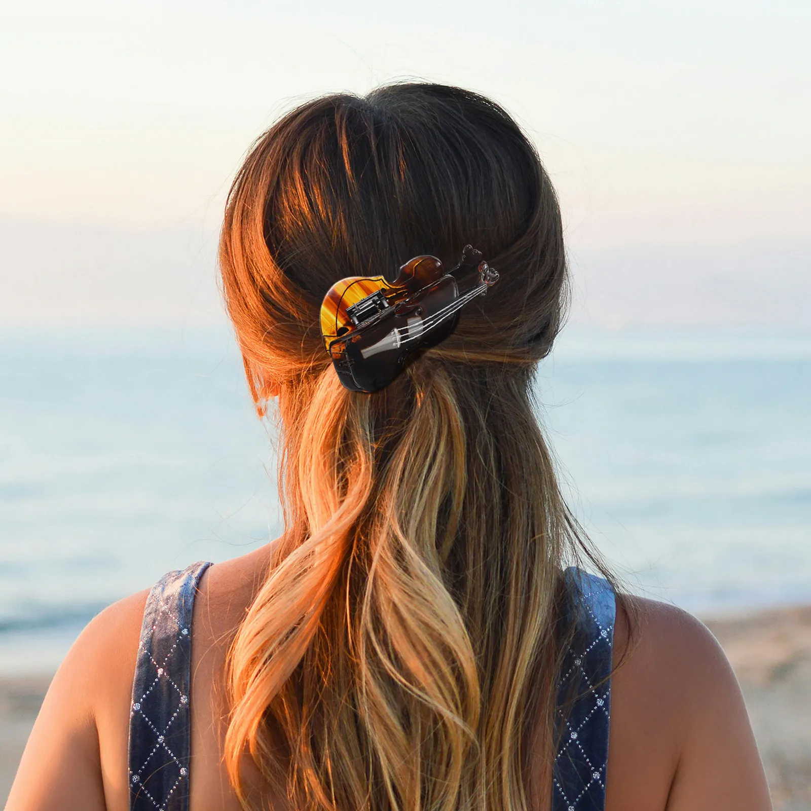 

Cello Clip Acetate Shark Claw Non-Slip Music Lover Hair Accessory For Women Hair Styling Clamp Bun Holder