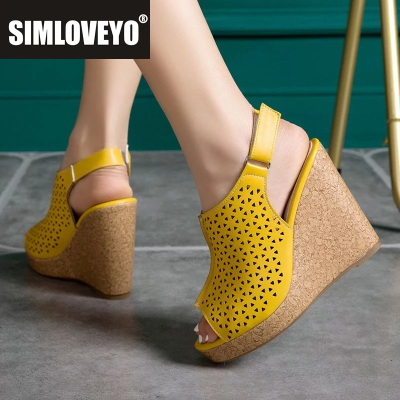 

SIMLOVEYO новые винтажные женские повседневные сандалии с открытым носком на танкетке 10,5 см, платформа 2,5 см, ремешок с пряжкой, дышащие, смешанные, большой размер 43 44 45