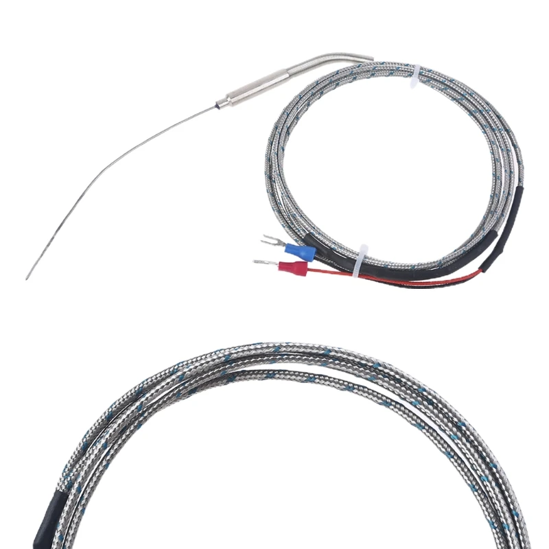 K-Type Thermocouple with 1mm 100mm Probe Temperature Sensors 1M/3.28FT Cable 2 Wire Temperarure Controller Durable