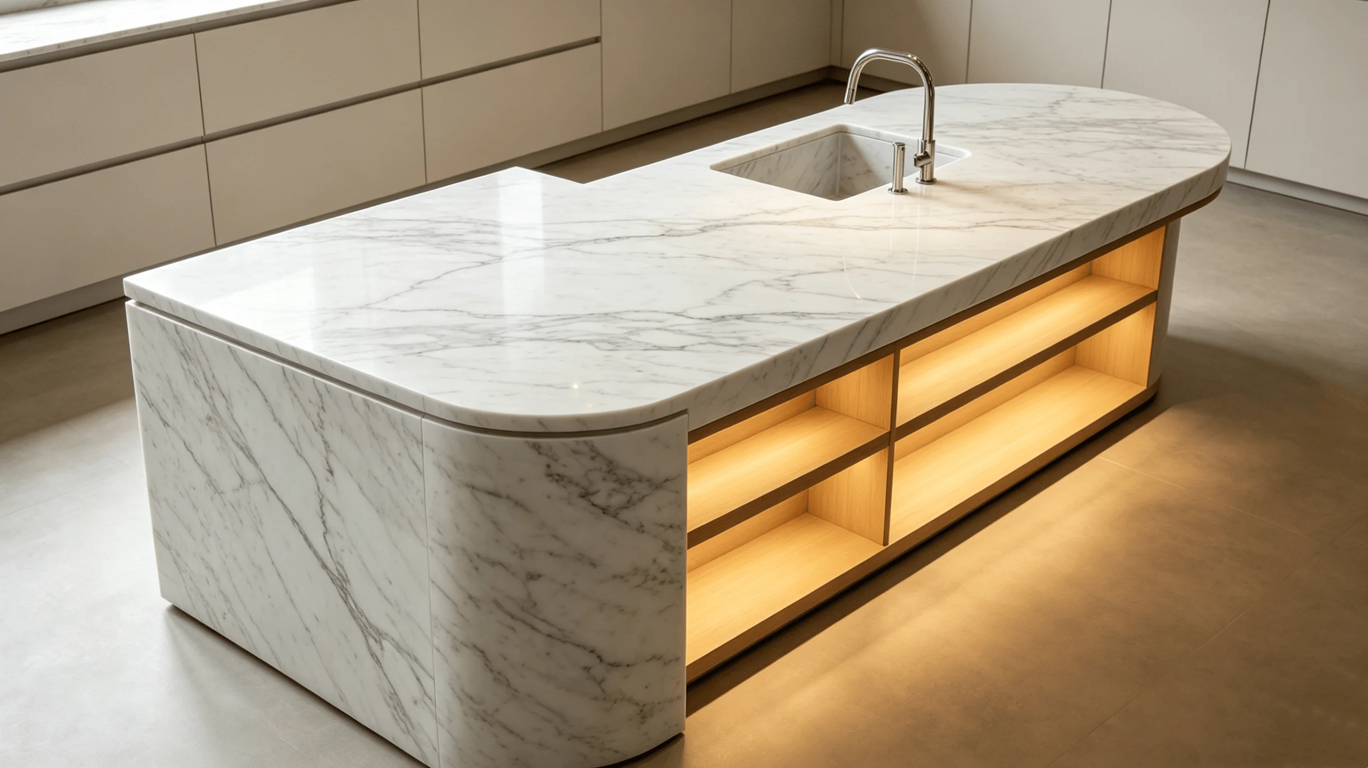 Custom Modular Kitchen Cabinet Table With Sink Ready To Assemble Eco-Friendly Marble Modern Kitchen Island With Drawer