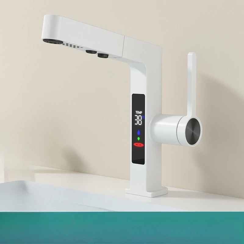 

New Intelligent Digital Display Basin, Washbasin, Household Pull-out Hot and Cold Telescopic Mouthwash Faucet