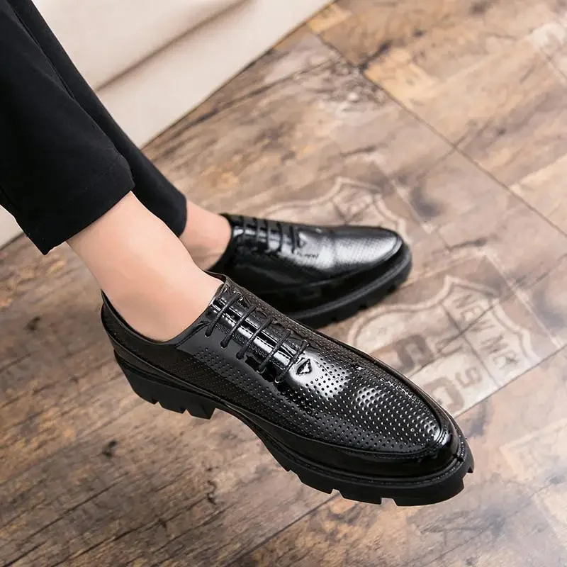 Klassische Geschäfts leute Oxford Derby Schuhe echtes Leder spitze Schnürung hochwertige formelle Büro Hochzeits schuhe