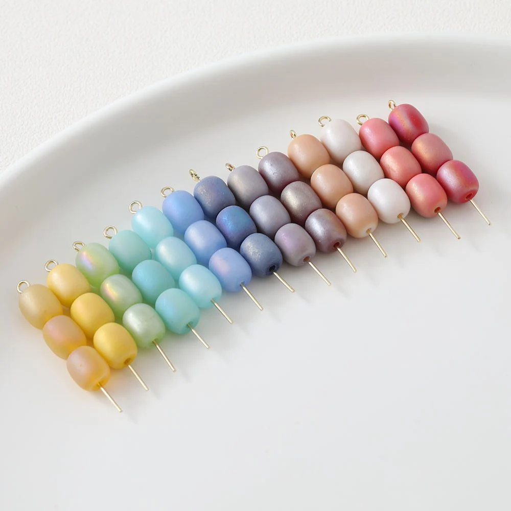 

40PCS Colorful Cylindrical Glass Bead Frosted Beads Necklace Bracelet DIY Making Supplies Accessories